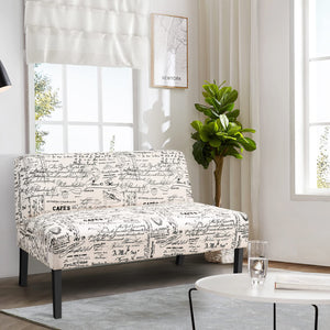 Armless Loveseat Sofa with Letter Design