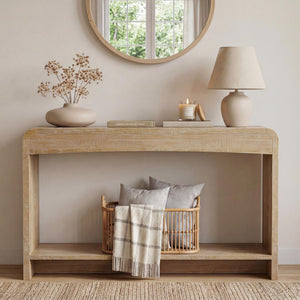 Farmhouse Console Table with Open Shelf