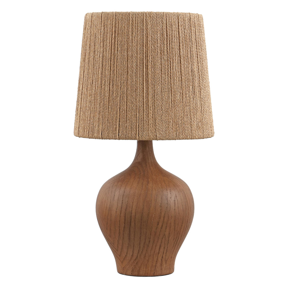 23" Rustic Farmhouse Resin Gourd LED Table Lamp with Paper Rope Shade