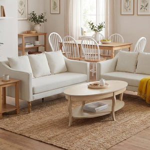 Farmhouse Loveseat Sofa with Wood Legs – 63" 3-Seater Couch