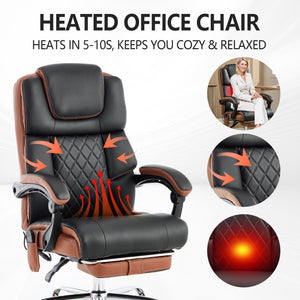 Massage Office Chair 6-Point Vibration with Footrest & Heat