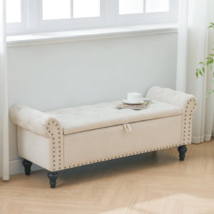 51" Linen Storage Ottoman Bench with Hidden Compartment
