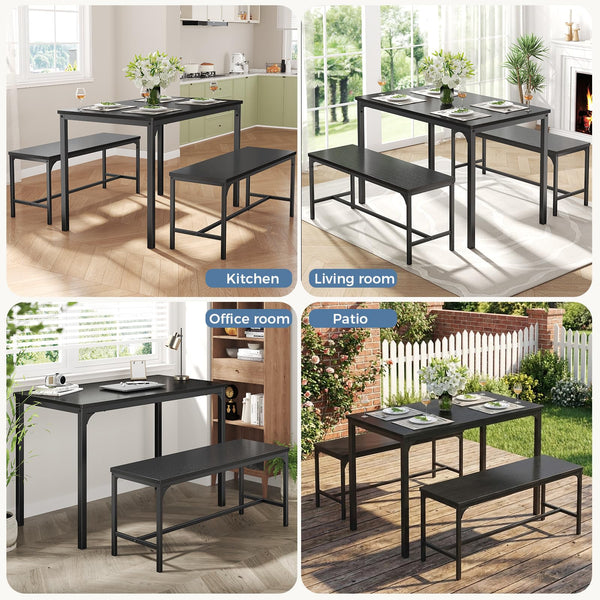 Dining Table Set for 4 with Bench – Space-Saving Kitchen Table Set