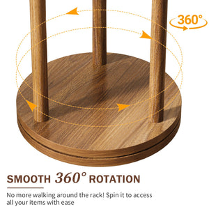 360° Rotating Freestanding Coat Rack with 9 Hooks & 3 Shelves – Solid Rubberwood Hall Tree