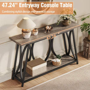 47-Inch Industrial Console Table with Shelves