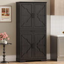 Farmhouse Kitchen Pantry Cabinet with Sliding Racks & Door Shelves