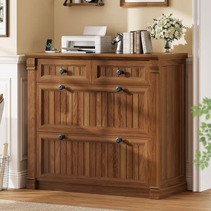 4-Drawer File Cabinet with Power Outlets & Printer Stand