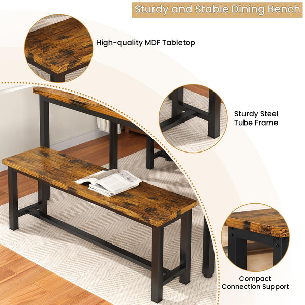 Dining Bench Set of 2 – Steel Frame & Wood Seat