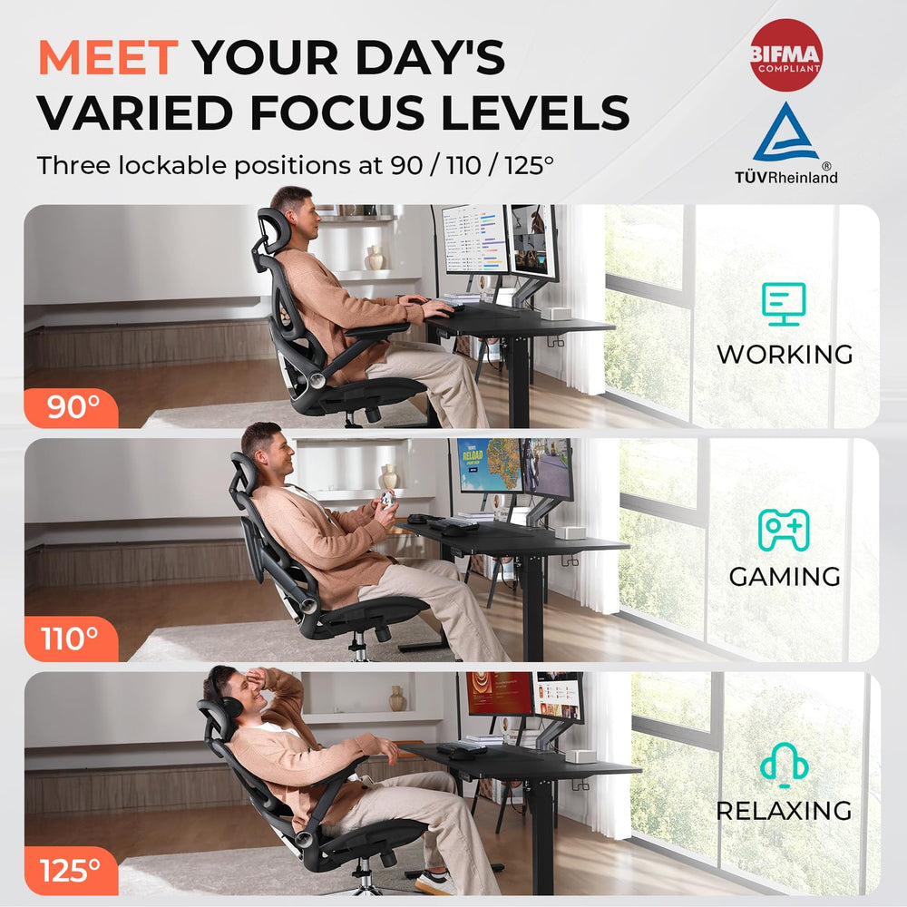 High Back Ergonomic Mesh Office Chair with Adjustable Lumbar & 4D Flip-Up Arms