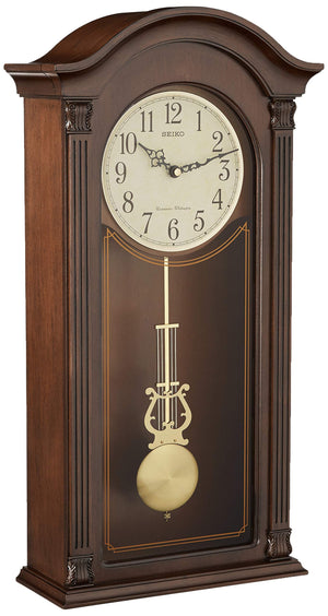 Gold Tone Arched Pendulum Wall Clock with Dual Chimes