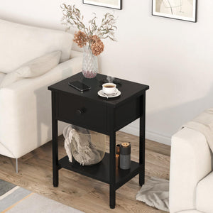 Nightstand Set of 2 with Drawers & Storage Shelf