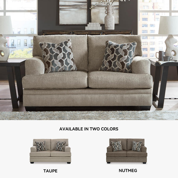 Contemporary Polyester Loveseat with Accent Pillows