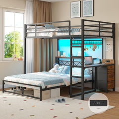 Full Over Full Bunk Bed with Desk & Storage Drawers