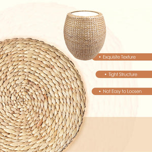 Handwoven Natural Cattail Pouf Ottoman