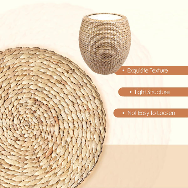 Handwoven Natural Cattail Pouf Ottoman