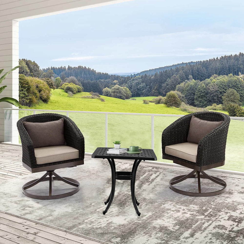 Cast Aluminum Outdoor Side Table with Cut-Out Design