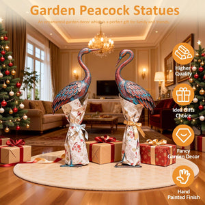 Metal Crane Garden Statues – Outdoor Heron Sculptures, Set of 2