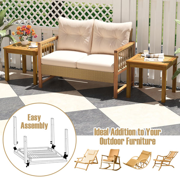 Teak Wood Outdoor Side Table – 20" Square Patio End Table
