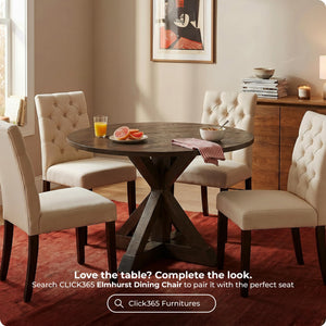 Round Solid Wood Farmhouse Dining Table