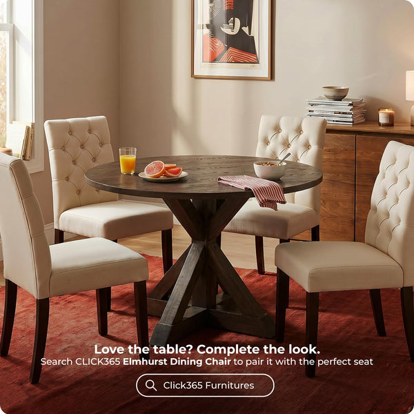 Round Solid Wood Farmhouse Dining Table