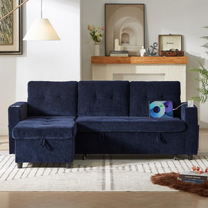 L-Shaped Sleeper Sectional Sofa with Storage Chaise