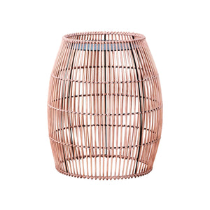 Bamboo Drum Side Table with Iron Top
