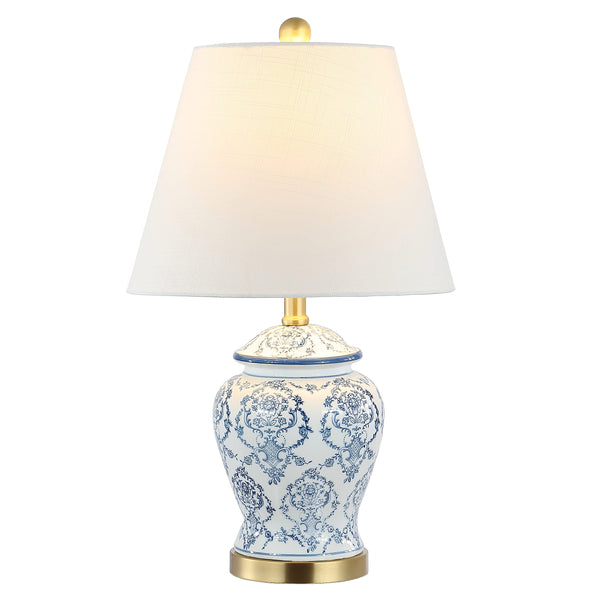 Chinoiserie Ceramic Table Lamp — Blue & White, 24.5"