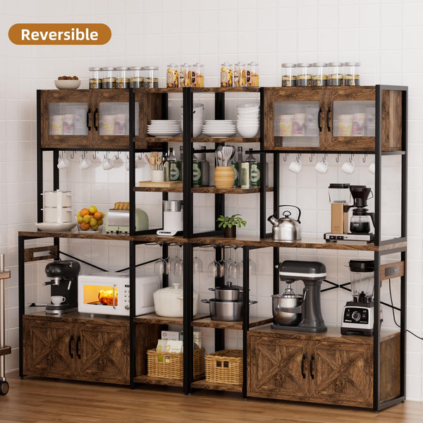 5-Tier Baker's Rack with Storage Cabinets, Power Outlet & LED Light