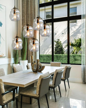 Clear Glass Globe Pendant Lights with Brass Hardware