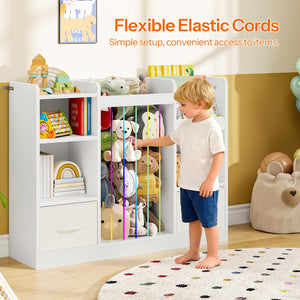 Kids Toy Storage Organizer with Stuffed Animal Storage — 5 Cubes & 2 Drawers, White