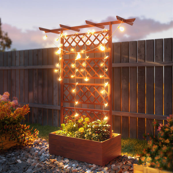 Raised Garden Bed with Trellis and Pergola Roof – Fir Wood Planter Box