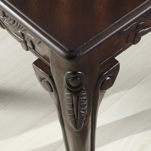 Traditional Ornate Wood Coffee Table – Dark Cherry