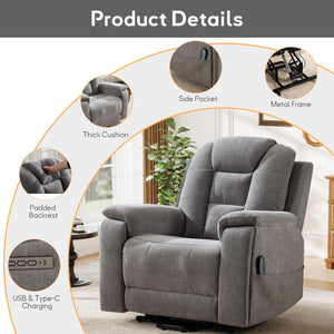 3-Motor Power Lift Recliner Chair with Massage, Heat & Lay Flat