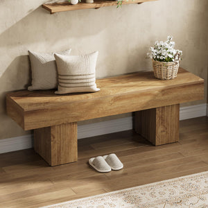 55" Farmhouse Entryway Bench – Engineered Wood, Brown