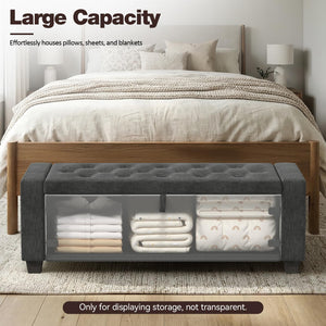 Storage Ottoman Bench with Lid – 47" Upholstered Entryway Bench