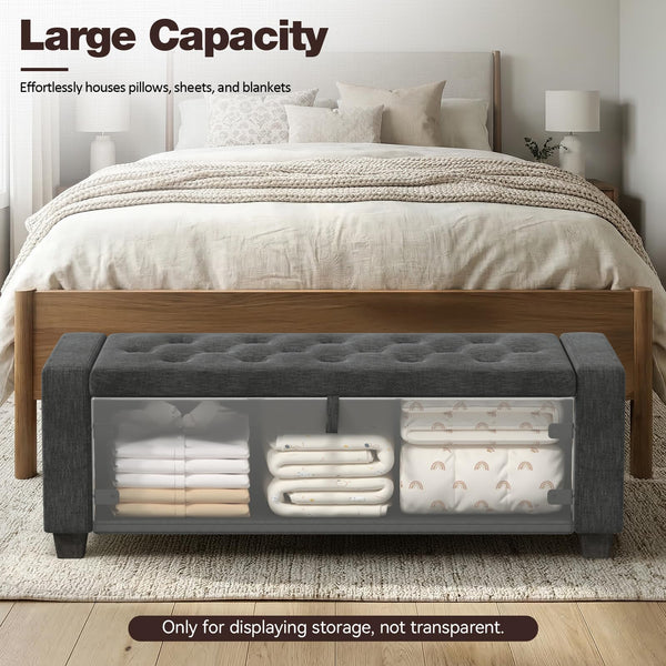 Storage Ottoman Bench with Lid – 47" Upholstered Entryway Bench