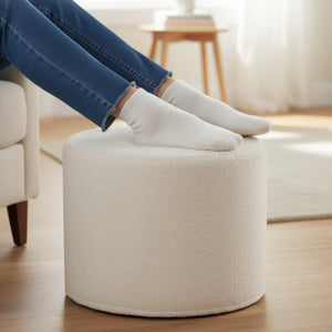 Round Boucle Pouf Ottoman Footrest