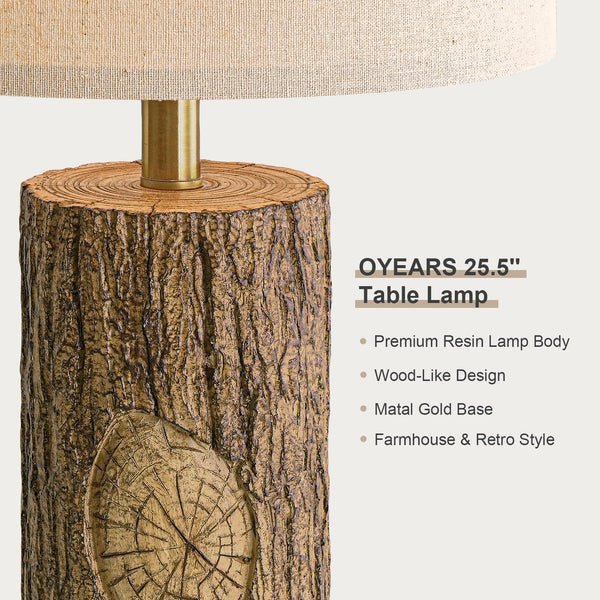 Rustic Farmhouse Table Lamp Set with USB Charging Ports