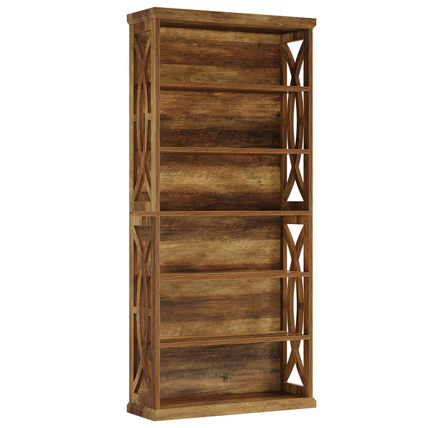 6-Tier Industrial Bookshelf, 71" Tall Freestanding Bookcase