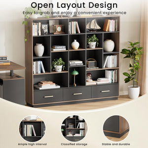 60" Wide Horizontal Bookcase with Drawers
