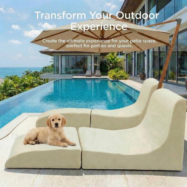 Foldable Outdoor Lounge Chair – Waterproof Bean Bag Chaise with Lumbar Support