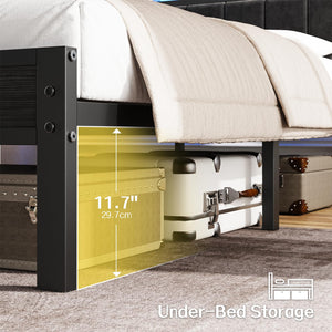 King Bed Frame with LED Lights & Charging Station