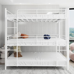 Metal Bunk Bed Twin Over Twin with Safety Guardrail