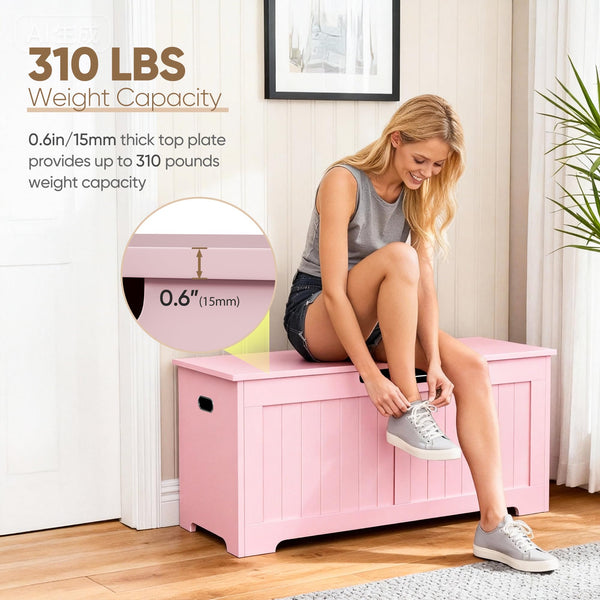 Wooden Storage Chest with Safety Hinges & Storage Bench