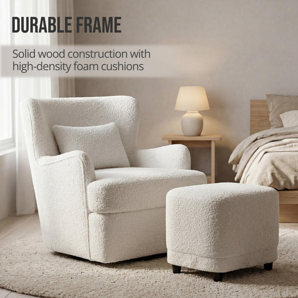 360° Swivel Wingback Accent Chair with Ottoman