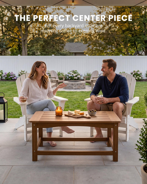 35-Inch Rectangular Outdoor Coffee Table – All-Weather Poly Lumber, 250 lb Capacity