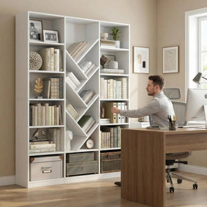 6-Tier Tree Bookshelf with 13 Open Compartments