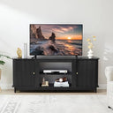 Fireplace TV Stand with Sliding Doors & Storage