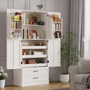 71" Farmhouse Kitchen Pantry Cabinet with Pull-Out Shelves & Drawers