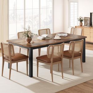 Industrial Dining Table for 6-8 People, 78.7" Rectangular Kitchen Table with Metal Frame